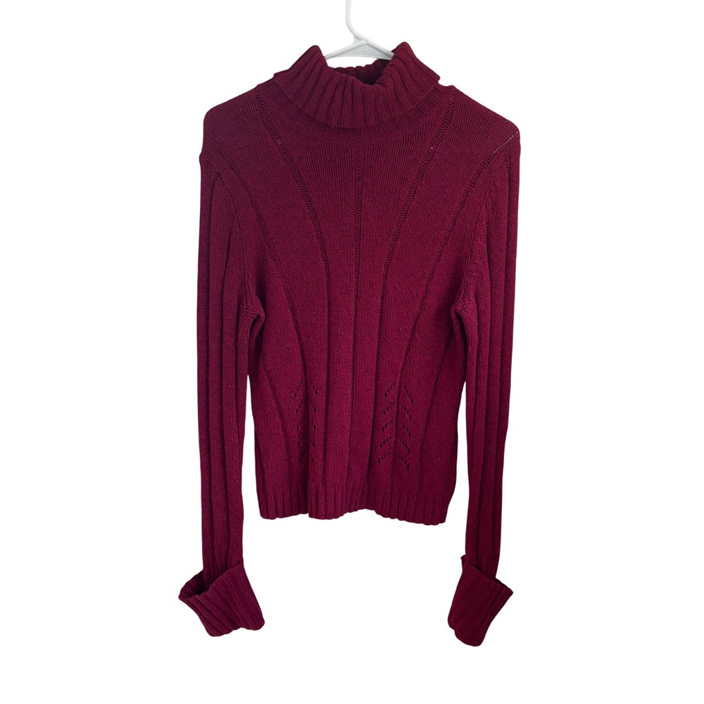 Vintage Express Precision Fit Women's Red Ribbed Turtleneck Sweater Size L